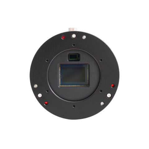 Sensor face of the ZWO ASI2600MM Air with the APS-C mono sensor and the small guide sensor above it