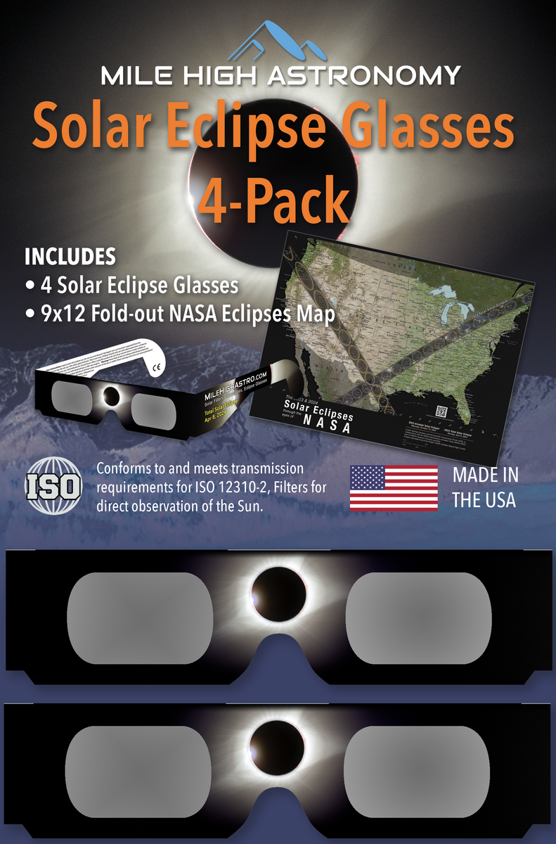 Solar Eclipse Glasses 4-Pack Kit - ISO Certified – Mile High Astronomy
