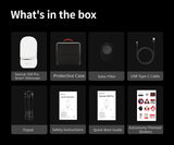 Seestar S50 Pro box contents: telescope, case, solar filter, USB-C cable, tripod and quick-start guide