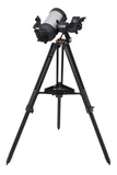 Smartphone-guided Schmidt-Cassegrain telescope on its tripod, seen from the back