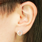 Sterling Silver Sun Eclipse Post Earrings 10x10mm