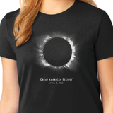 2024 Total Eclipse - Glow-in-the-dark corona t-shirt with concert-style back - Ladies